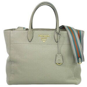 Prada Vitello Dino Leather Shoulder Bag Handbag Pochette Gray